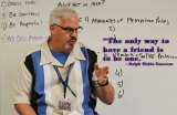 Jerry Pierce lectures to his Public Safety class at Lemoore High School.